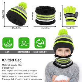 TAGVO 3 in 1 Warm Beanie Hat Scarf Gloves Set for Kids, Winter Thicken Fleece Thermal Knit Hat Scarf Gloves Set,for Kids children Boys Girls, Aged 3-6, Winter Accessories Sets
