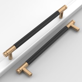 Coinkoly 10-Pack 7.5" (192mm) Champagne Bronze & Matte Black Cabinet Pulls: Knurled Kitchen Cabinet Handles, Drawer Pulls, Cupboard Hardware
