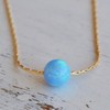 Blue Opal 14K Gold Filled Opal Bead Necklace Length 41cm+5cm