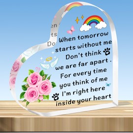 JMIMO Dog Memorial Gifts Loss of Pet Keepsake, Cat Dog Sympathy Heart Acrylic Remembrance Present