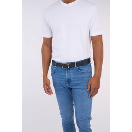 DAVIDOFF Essentials Men's Belt - High Quality Leather Belt with Pin Buckle and Vintage Look Belt - Buffalo Leather Belt, black