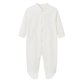 BINIDUCKLING Baby Boys Girls Snap-Up Sleepsuit, Cotton Baby Footed Pajamas - Long Sleeve Baby Grows Sleepwear for 0-3 Months, Pink and White