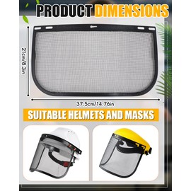 Copkim 5 Pcs Faceshield Replacement Visors Steel Wire Mesh Safety Face Shield Mask for Weed Whacking Grinding Black Mesh Face Shield for Woodcutting Mowing Gardening Trimming, Headgear Not Included