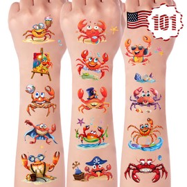 101+ Crab Temporary Tattoos – Waterproof Fake Tattoos for Kids, Girls, Boys, Teens & Adults – Ideal for Birthday Parties & Decorations