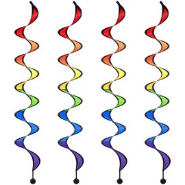 Gejoy 4 Pieces Rainbow Wind Spinner Outdoor Hanging Wind Socks Colorful Windsock Streamers for Outside Yard and Garden, Decor Windmill to Scare Birds Away(37 Inch)