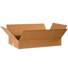 Aviditi 24144 Flat Corrugated Cardboard Box 24" L x 14" W x 4" H, Kraft, for Shipping, Packing and Moving (Pack of 25)