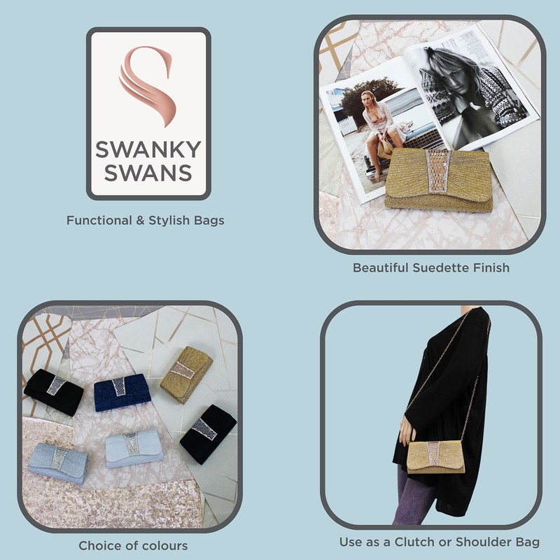 SwankySwans Women's Julie Clutch Bag, Gold