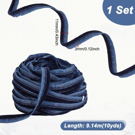 AHANDMAKER 10 Yards Piping Bias Tape, 1/2 Inch Piping Trim with Welting Cord Polyester Lip Cord Trim for Sewing Garment Clothing Upholstery Accessories DIY Crafting, Marine Blue