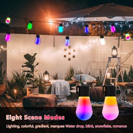 MIWAT 45FT Outdoor String Lights, Bulb Garden Light with Plug, 15 Pack RGB Bulbs with Remote, Waterproof Attachable Pendant Light for XMAS Backyard Porch Balcony Party Decor Wedding