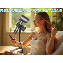 Purple River Hands Free Hair Dryer Holder 19inch, Flexible Gooseneck Desktop Blow Dryer Holder and Universal Clip, Adjustable Strong Metal Base Clamp,Suitable for sitting use Easy Installation