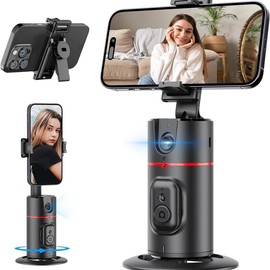 Auto Face Tracking Tripod, No App, Smart Shooting Phone Holder with Remote, 360° Rotation Body Phone Camera Mount Extendable Body Smart Tracking Tripod for Vlog/TIK Tok, Rechargeable Battery (Black)
