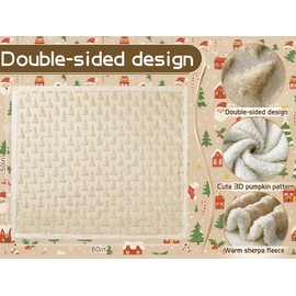Remagr Christmas Sherpa Throw Blanket 50 x 60 Inch Beige 3D Xmas Tree Dual Sided Thick Warm Soft Plush Fluffy Blanket for Bed Sofa Couch Room Decor Thanksgiving Christmas Birthdays Gifts