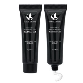 Solid Nail Glue Gel for False Nail Tips,2PCS 15g Super Strong Solid Gel Nail Glue for Press On Nails Fake Nails Solid Gel 3D Nail Art Rhinestone Glue for Nails Nail Art DIY Extension Home(Cured Needed