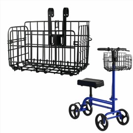 Knee Scooter Basket Accessory, Universal Removable Basket for Knee Scooters, Walkers & Bicycles, Portable Design for Shopping, Outings & Daily Use,1Pcs (Black)