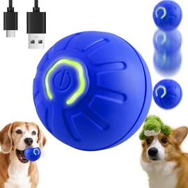 Interactive Self-Moving Dog Toy Ball - Auto Roll & Motion-Activated Play for Puppies, Small & Medium Dogs - Durable, USB Rechargeable Chew-Resistant Ball (Blue)
