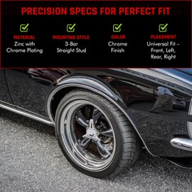 GAZOZ PERFORMANCE Chrome Plated Wheel Spinner - Universal Fit for Rally & Aluminum Wheels, 3-Bar Straight Stud Mount, Durable Zinc with Chrome Finish, Quick & Easy Installation, 1 Piece