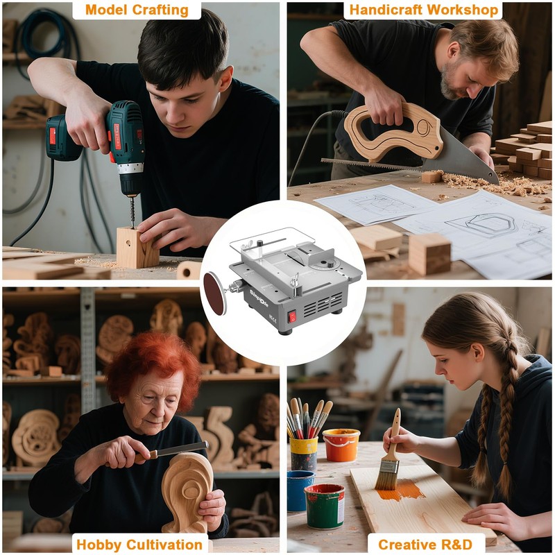 Portable Precision Table Saw by Sinpiode, 9000RPM High Speed Desktop