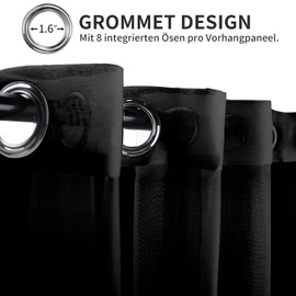 wiipara Set of 2 Voile Curtains with Eyelets, Transparent Curtains Living Room Eyelet Curtain Decorative Curtain, Airy Curtain Bedroom Curtain Shawls, Curtain Black 132 x 160 cm (W x H), Eyelet