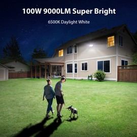 iMaihom 2 Pack 100W Motion Sensor Lights, LED Security Light 9000LM Super Bright Flood Lights Outdoor, 6500K IP65 Security Motion Light, 3 Head Adjustable Motion Flood Lights Outdoor for Yard Garage