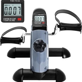 Mini Exercise Bike, himaly Under Desk Bike Pedal Exerciser Portable Foot Cycle Arm & Leg Peddler Machine with LCD Screen Displays - Color: Gray