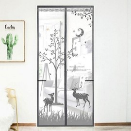 Magnetic Screen Door Mosquito Net (90x200cm) - Summer Entryway Art Design, Bug & Mosquito Barrier Deer