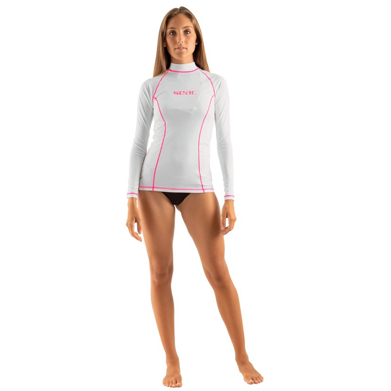 SEAC Women's Lady's Rash Guard T White, Long Sleeve, Sun