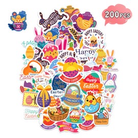 Cerlaza Easter Basket Essentials, 200 Pcs Easter Stickers for Kids Basket Stuffers, Easters Eggs Hunt Bunny Flowers Stickers for Easter Decorations, Kids Stickers Pack