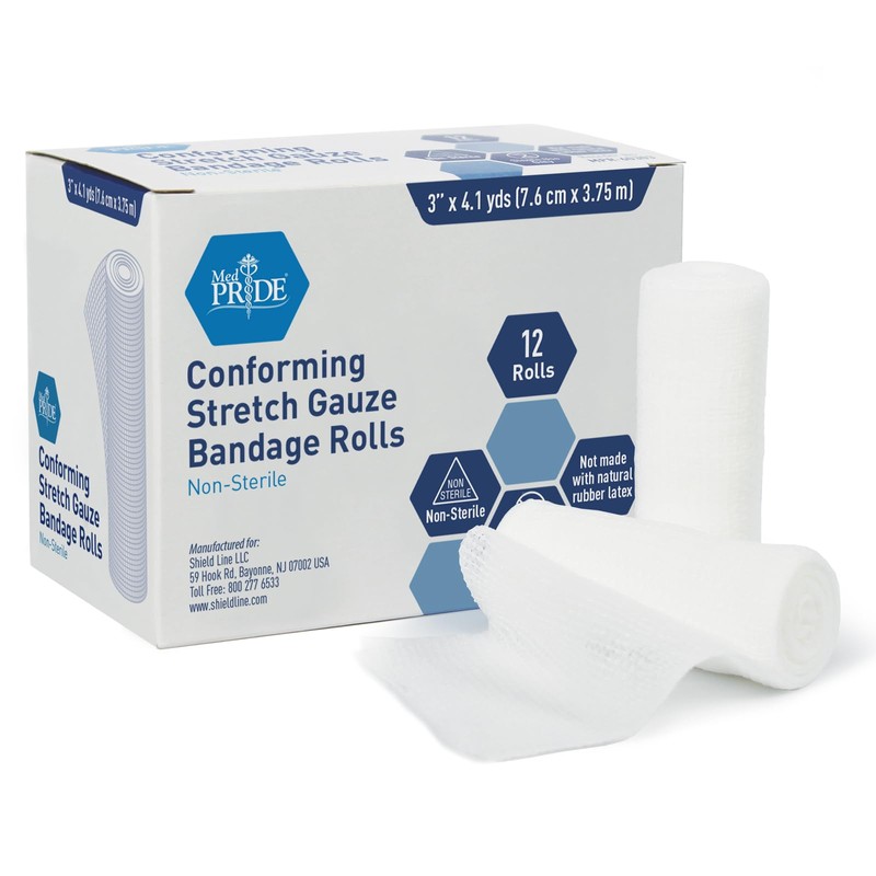 MED PRIDE Conforming Gauze Rolls First Aid Rolled Stretch Bandages