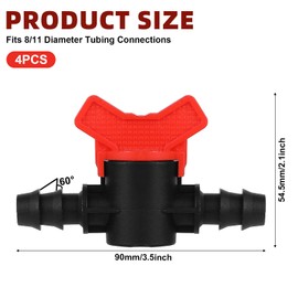 4PCS 3/8“ ID in Line Hose Barbed Ball Valve Shut-Off Switch with Hose Barb for Aquarium Garden Micro Irrigation