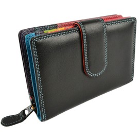 Golunski Ladies Tab Flap Over Leather Purse/Wallet Graffiti Change Gift Box (Black/Tropical)