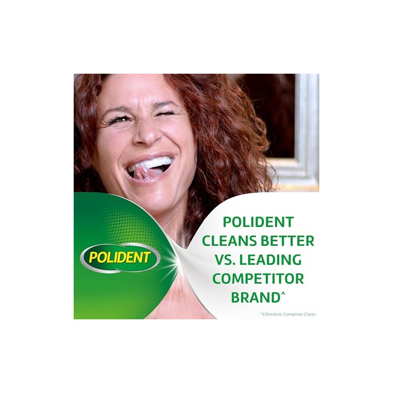 Polident Smokers Antibacterial Denture Cleanser Effervescent Tablets, 120 count