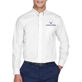 MilitaryBest U.S. Air Force HAP Wings Vietnam Veteran Dress Shirt, Embroidered, White, 3X-Large