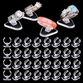 PH PandaHall 36pcs Ring Display Stands, Mini Plastic Ring Holder Jewelry Display for Selling Ring Stand for Jewelry Single Finger Rings Decorative Display Stands for Jewelry Ring, Clear