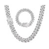 2Pcs Cuban Link Chain Rhinestone Necklace Bracelet Set Gift for