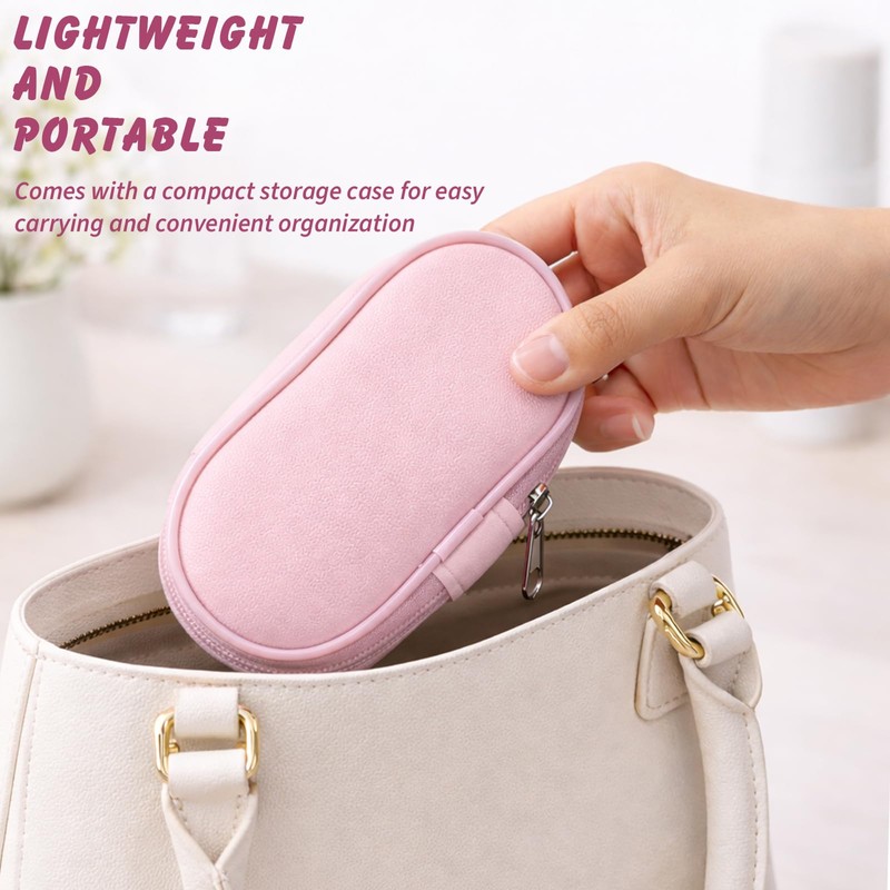 10-Piece Mini Pink Travel Makeup Brush Set with Pouch, Pink