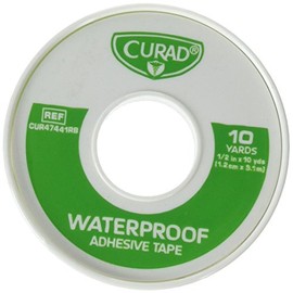 Curad Waterproof Adhesive Tape, Strong Cotton Cloth Backing, Water and Oil Resistant, Durable, 1/2" Width, 10 Yards Length