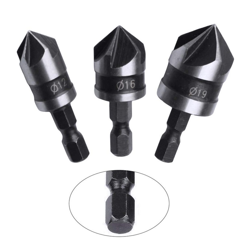 Leful 3 pcs 1/4 Inch Hex Shank, Countersink Drill Bit