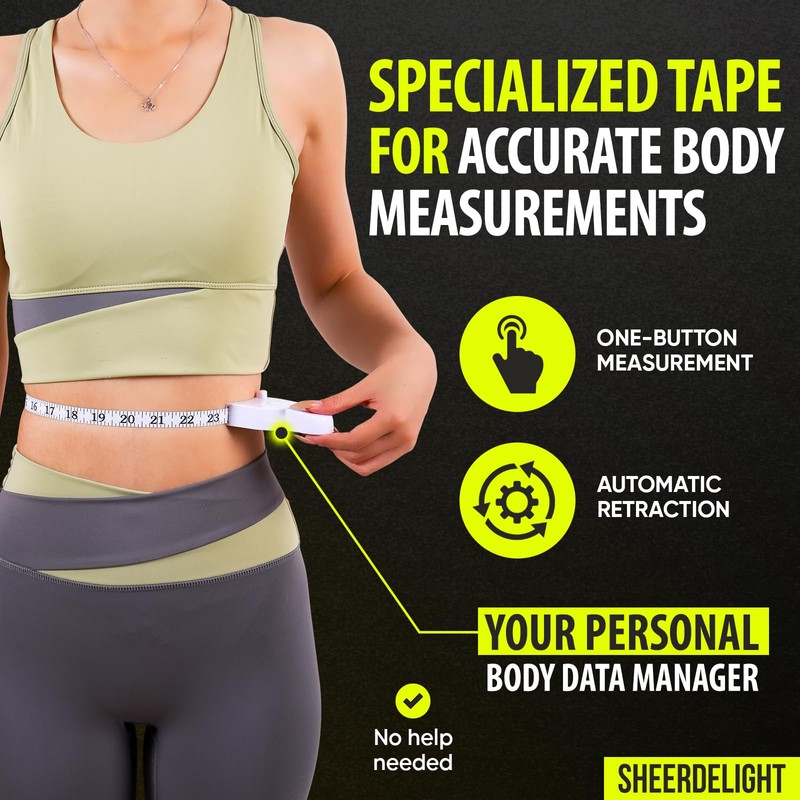 SheerDelight Body Measuring Tape, 2 Pack Retractable Measuring Tape for