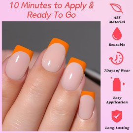 Lifextol 150PC French Tip Press on Nails Short Fake Nails Press ons with 5*Adhesive Tabs, Pink Square Acrylic Nails Press on Nails French Tip Nails False Artificial Fingernails Stick on Nails-C