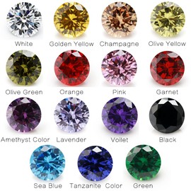 JIANGYUANGEMS - Piedra de circonita cúbica de corte redondo 5A, mezcla de 15 colores, piedras de circonita cúbica sueltas, piedras sintéticas para hacer joyas, 9mm 1pcs per color, Circonita cúbica,
