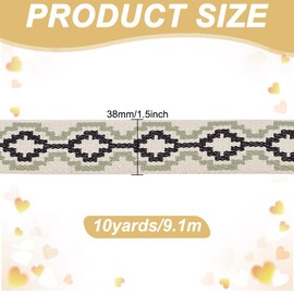 DELORIGIN 1.5 Inche (38mm) Webbing Strap Bohemian Style Polyester Heavy Webbing Strap High Density Embroidery Webbing for Bag Purse Pet Backpack Straps Sewing DIY Arts Crafts (10 Yards Black)