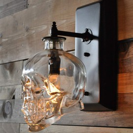 NOENNULL Skull Wall Lamp, Gothic Skull Wall Sconce Light for Bedside Bedroom Living Room Farmhouse Decor (Assorted Color)
