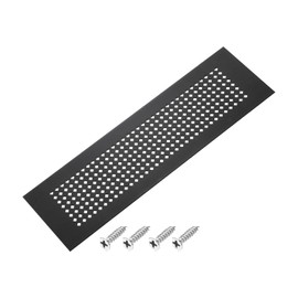 PATIKIL 16 x 3 Inch Door Air Vent Cover, Aluminum Grille Ventilation Cover Louvered Diamond Hole with Mounting Screws for Cabinet Wardrobe Door, Black