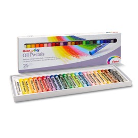 Pentel Arts Oil Pastels, Assorted colours, 1 pack of 25 sticks