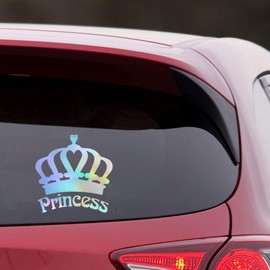 ANGDEST Princess Crown (Hologram) (Set of 2) Premium Waterproof Vinyl Decal Stickers for Laptop Phone Accessory Helmet Car Window Bumper Mug Tuber Cup Door Wall Decoration