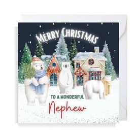 Second Ave Nephew Christmas Polar Bear Square Xmas Holiday Festive Greetings Card