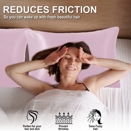 Luxe 100% Pure Mulberry Silk Pillow Covers - 26 x 20 | Silk Pillowcase for Hair and Skin | Super Soft and Breathable Standard Size | Nature Silk Pillowcases with Matching Eye Mask Travel Bag (Silver)