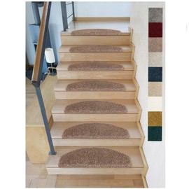 Kettelservice-Metzker Emphoria Stair Mat, Semicircular Light Brown, Shaggy Stair Mat, Pack of 1