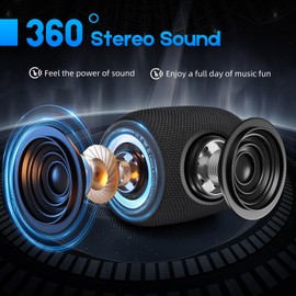 SENXINGYAN Bluetooth Lautsprecher 20W, Bluetooth Box, LED Musikbox Wasserdicht IPX6, 360° HD Stereo Lautsprecher Sound, 16H Spielzeit, Unterstützung von FM Radio/AUX/TF (Schwarz)