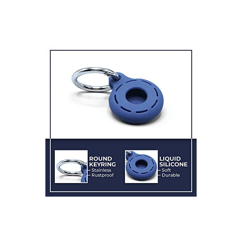 AirTag Holder Keychain - Secure Silicone Case for Keys, Pets